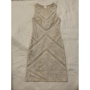 Caché  fitted cocktail dress Women’s with ivory and nude lace Zise 0